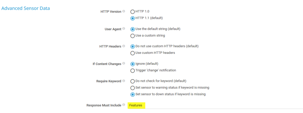 PRTG HTTP Advanced sensor configuratie stap 2