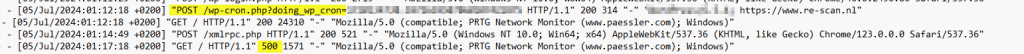 Webserver log begin cronjob 01:12